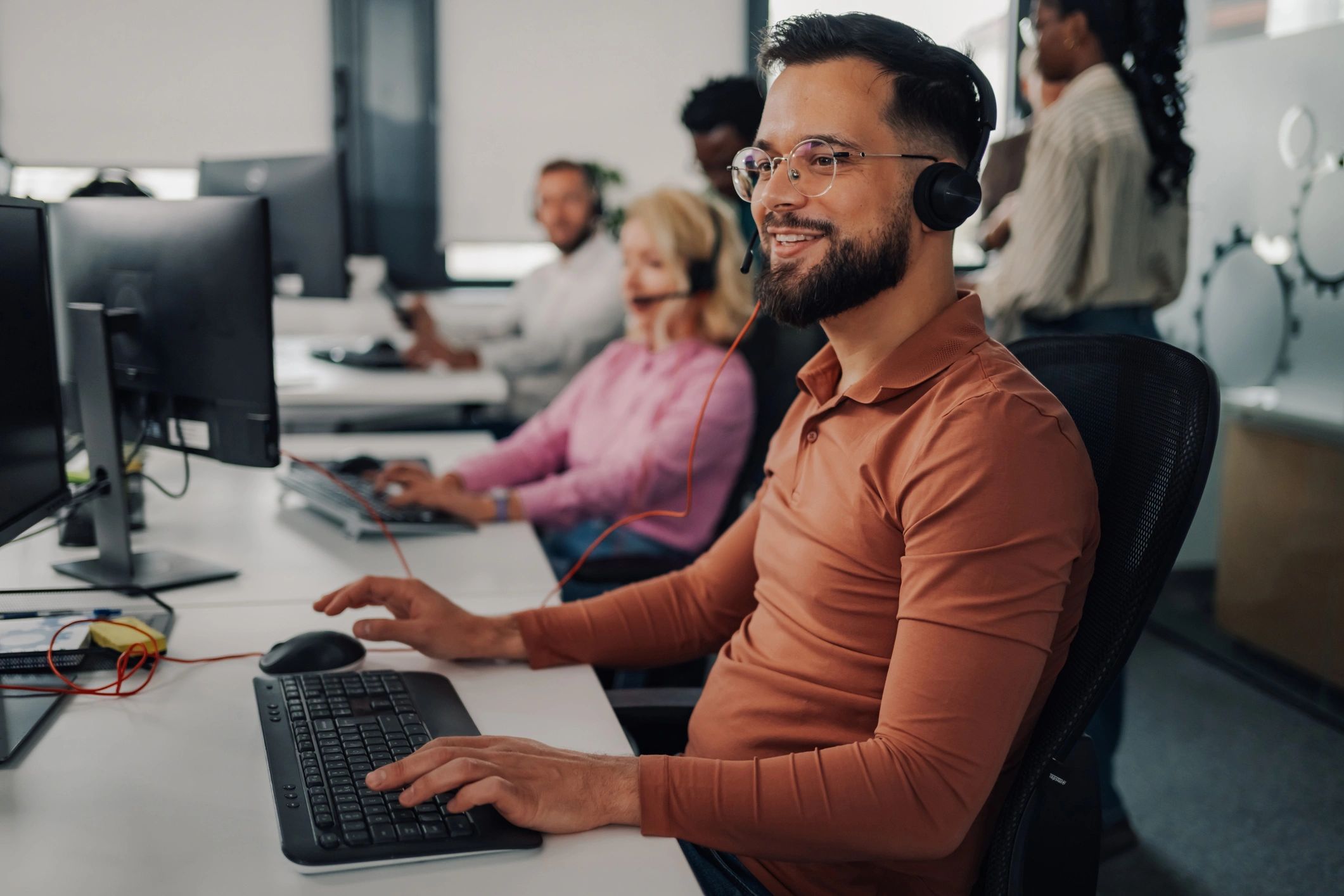 Team working in call center